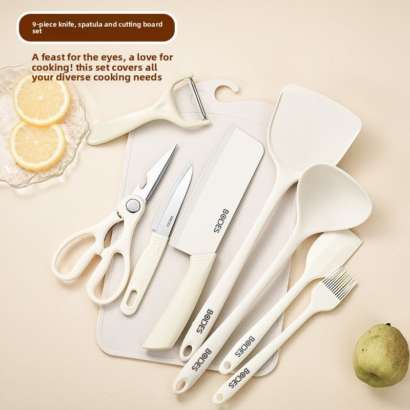 9-Piece Silicone Kitchen Utensil Set with Cutting Tools