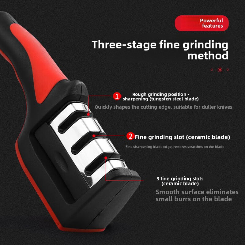 Handheld Three-Stage Kitchen Knife Sharpener ? Quick & Easy Blade Restore for All Knives