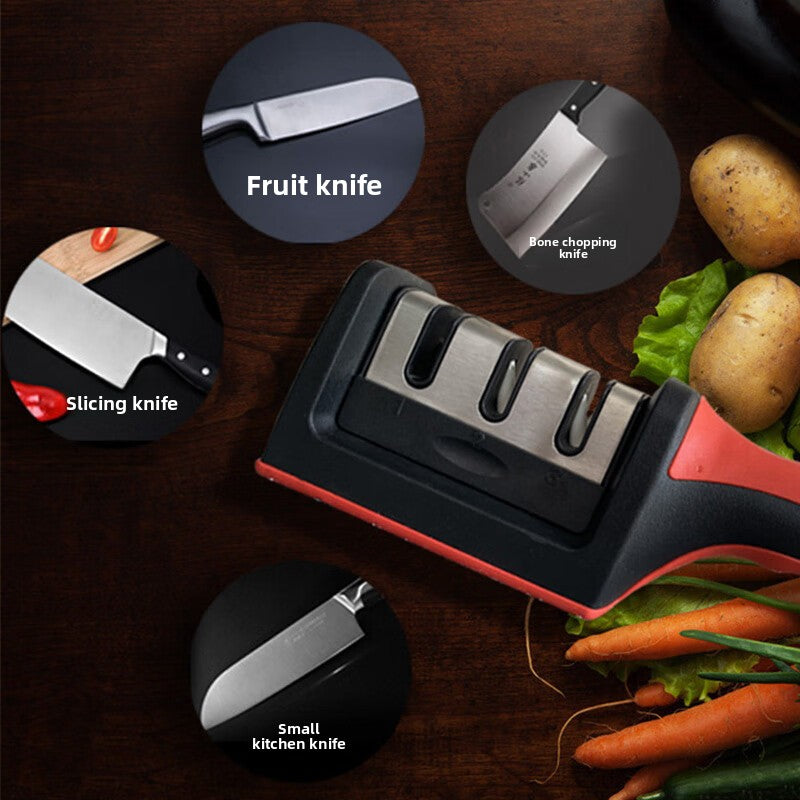 Handheld Three-Stage Kitchen Knife Sharpener ? Quick & Easy Blade Restore for All Knives