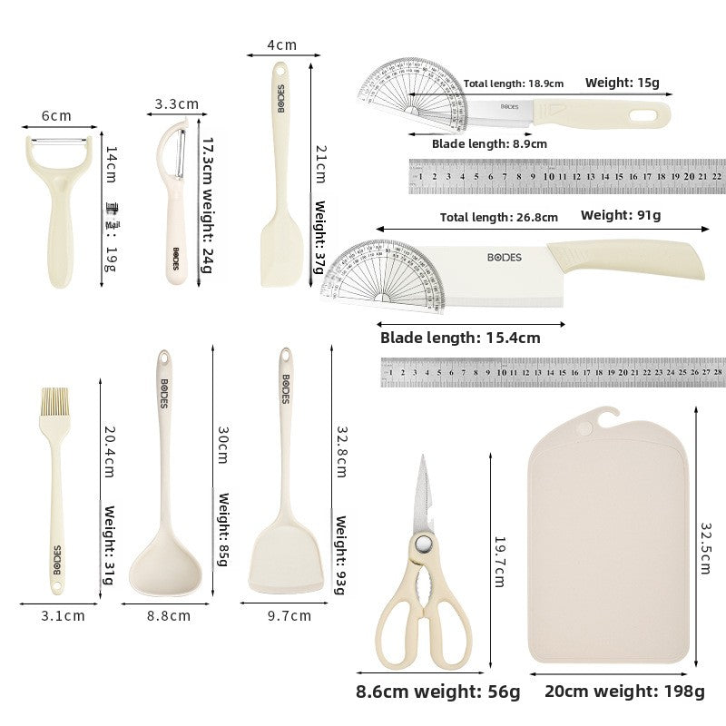9-Piece Silicone Kitchen Utensil Set with Cutting Tools