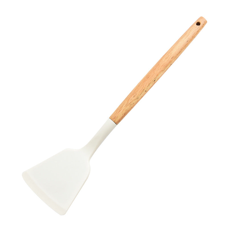 Wooden Handle Silicone Spatula & Spoon Set ? Heat Resistant Non-Stick Kitchen Cooking Tools