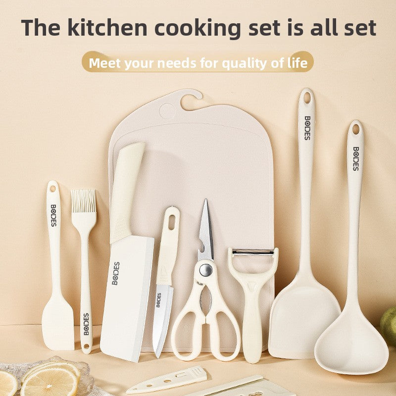 9-Piece Silicone Kitchen Utensil Set with Cutting Tools