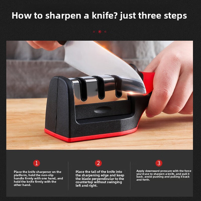 Handheld Three-Stage Kitchen Knife Sharpener ? Quick & Easy Blade Restore for All Knives