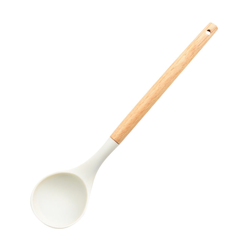 Wooden Handle Silicone Spatula & Spoon Set ? Heat Resistant Non-Stick Kitchen Cooking Tools