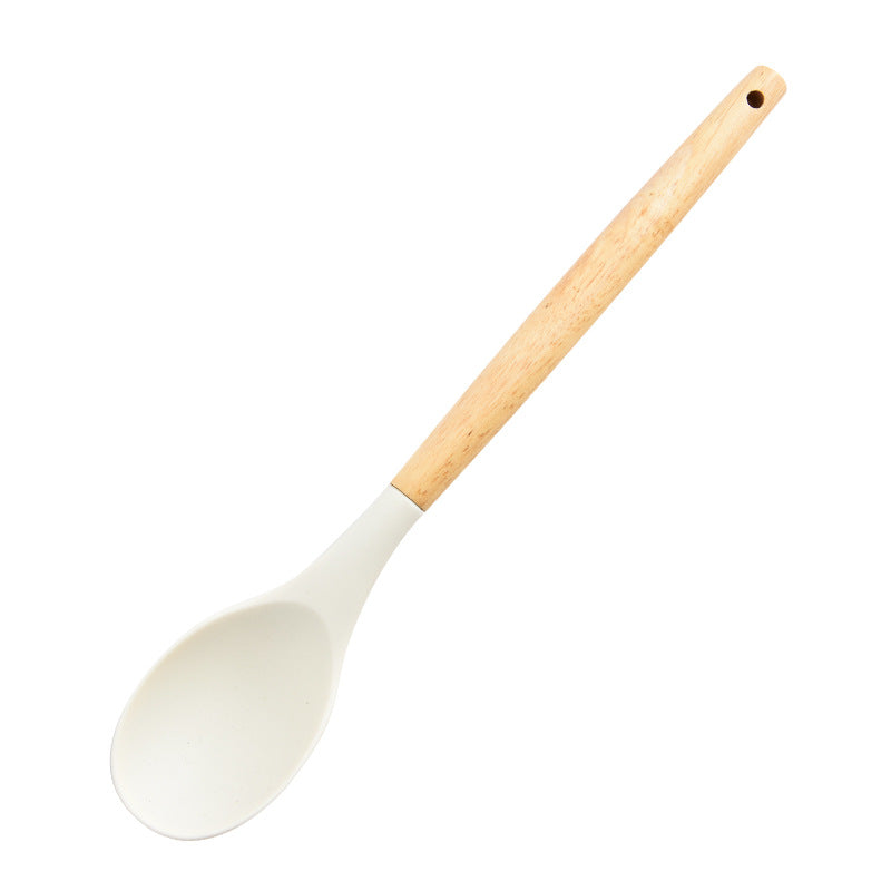 Wooden Handle Silicone Spatula & Spoon Set ? Heat Resistant Non-Stick Kitchen Cooking Tools